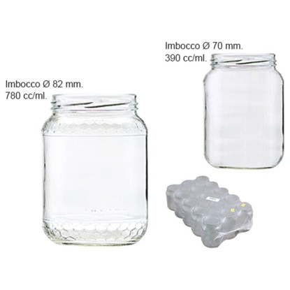 Barattoli vetro miele imbocco diametro 70 mm cc 390 cf 20 pezzi