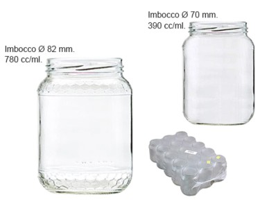 Barattoli vetro miele imbocco diametro 70 mm cc 390 cf 20 pezzi