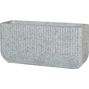 Fioriera rettangolare da esterno t.b.t., grigia con superficie scanalata.