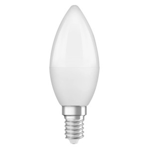Lampadina LED E14 bianca a forma di goccia. Luce a risparmio energetico per interni.