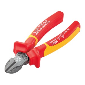 Tronchese laterali LUX Comfort VDE 160 mm con manico rosso-giallo per tagli precisi.
