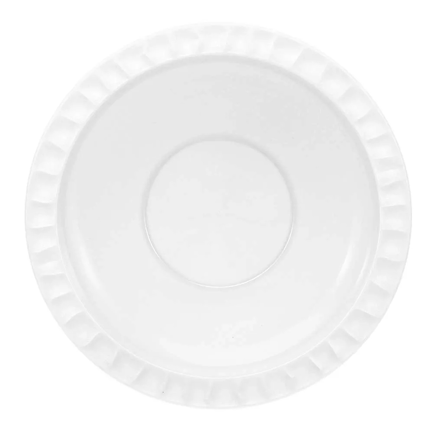 Piatto bianco t.b.t. per campeggio, dettaglio della superficie.