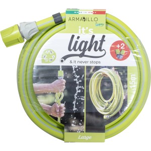 Tubo per irrigazione t.b.t., giallo-grigio, 15m, con accessori. Ideale per l'irrigazione del giardino.