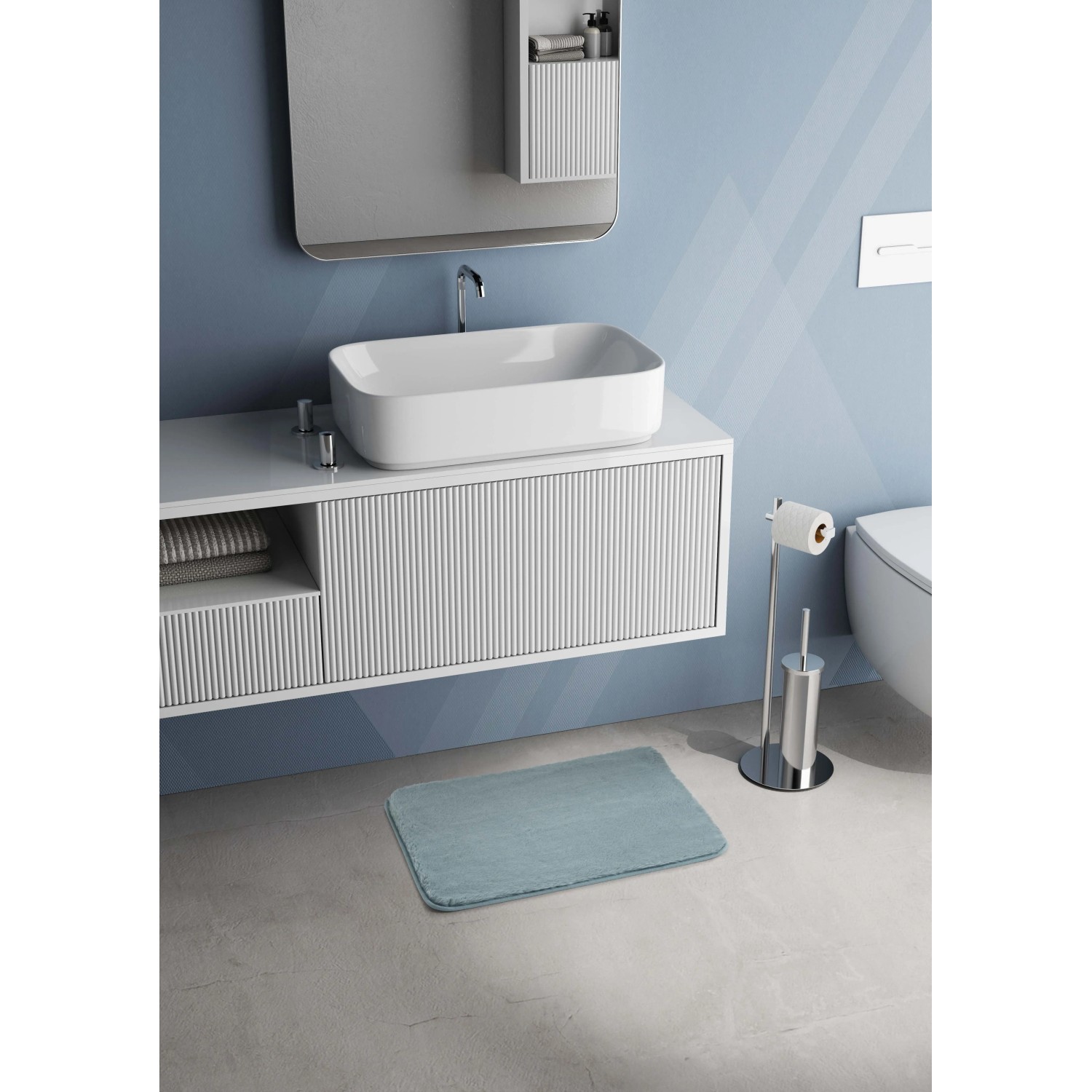 Tappeto Da Bagno Animalier 60x120 Cm Azzurro - Biancheriaweb - Made In Italy In Cotone E Poliestere