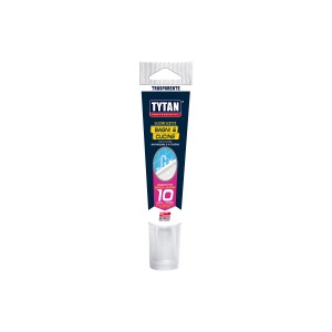Sigillante siliconico trasparente Tytan per bagno e cucina, a reticolazione acetica.