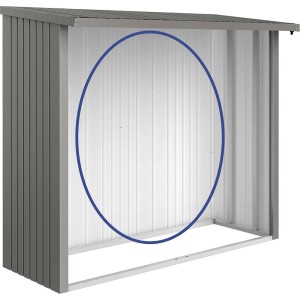 Pannello posteriore Biohort per legnaia WoodStock 230, grigio quarzo metallizzato, lamiera d'acciaio.