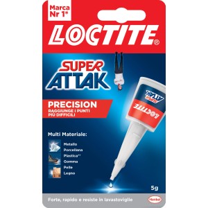 Loctite Super Attak Precision colla, tubo da 5g per incollare con precisione vari materiali.