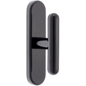 Contatto magnetico nero per porta o finestra, parte di un sistema di allarme.