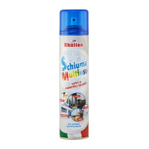 Rhütten Schiuma Multi Uso spray detergente per vetri e superfici.