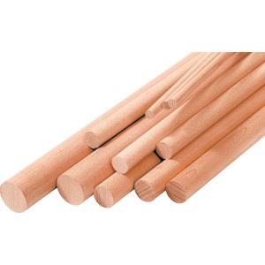 Tasselli di legno rotondi, piallati lisci, per modellismo e artigianato.