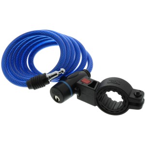 Burg Wächter Spiral-Seilschloss 1260, lucchetto per bici blu con supporto e chiavi.