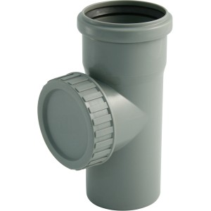 Tubo di pulizia Marley HT DN 50 in plastica grigia per tubi di scarico.