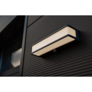 Moderna lampada da parete solare a LED Lutec Doblo antracite, 35 cm, per esterni.