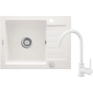 Lavello rubinetto 1 vasca gocciolatoio Idrostile Martí 440x164 mm Alabastro