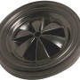 Ruota nera con cerchio in plastica (Ø 185 mm) e profilo scanalato, portata 25 kg.