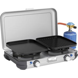 Campingaz Camping Kitchen 2 Grill & Go CV fornello a gas con griglia e piastra.