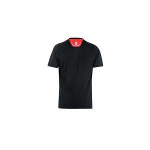 T-shirt da lavoro nera t.b.t. con colletto rosso.