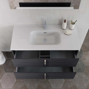 Mobile bagno base lavabo sospesa Ika 101 2/C olmo onyx 101x46 cm