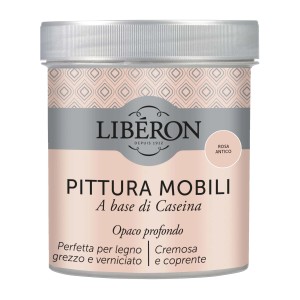 Barattolo di vernice per mobili Rosa Antico di Liberon. Ideale per rinnovare i mobili.