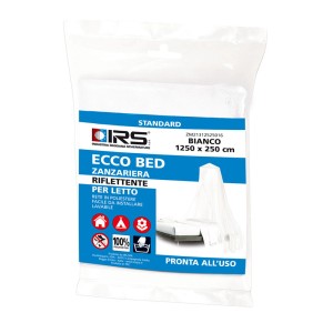 Zanzariera bianca t.b.t. (1250x250cm) per letto, confezionata.