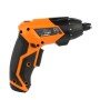Avvitatore a batteria OBI 3,6V, 56 pezzi in arancio/nero. Avvitatore compatto con set di inserti.