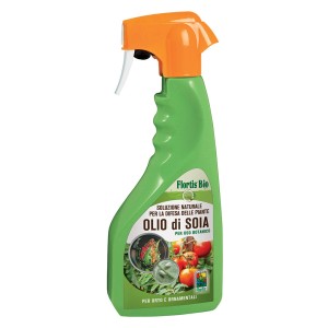 Flacone spray di antiparassitario biologico a base di olio di soia.