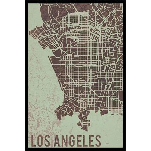 Quadri: Mappa di Los Angeles nei toni del marrone e del verde.