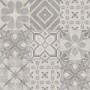 Adesivi da parete grigi con vari motivi geometrici e floreali.
