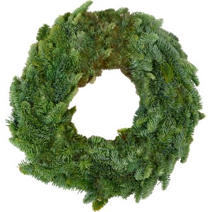 Corona dell'Avvento verde in rami di abete per decorazioni festive.