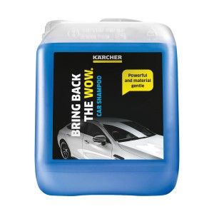 Tanica di shampoo per auto Kärcher per idropulitrici, liquido blu.