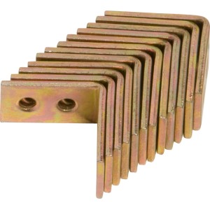 12 staffe angolari per sedie zincate gialle 25x25x14 mm per costruzioni in legno.