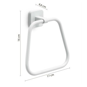 Portasciugamani t.b.t. bianco, quadrato con angoli arrotondati e dimensioni.