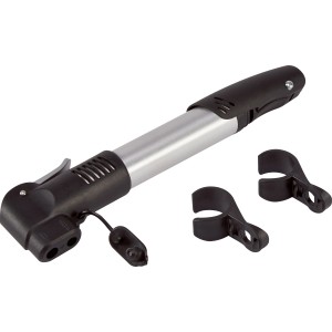 Mini pompa OBI per pneumatici bici, alluminio, con supporto.