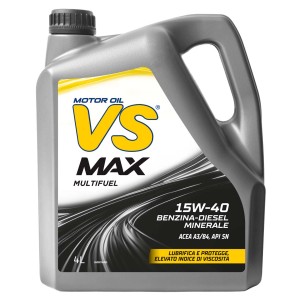 VS Max Multifuel Olio motore 15W-40, tanica da 4 litri per motori benzina e diesel.