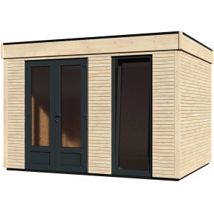 Moderna casetta da giardino in legno Decor Home con doppia porta e finestra, 365x282 cm.