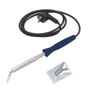 Saldatore LUX 100 W con manico blu e supporto per attrezzature di saldatura.