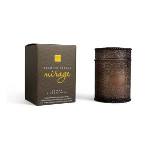 Candela profumata t.b.t. in vetro decorato con confezione.