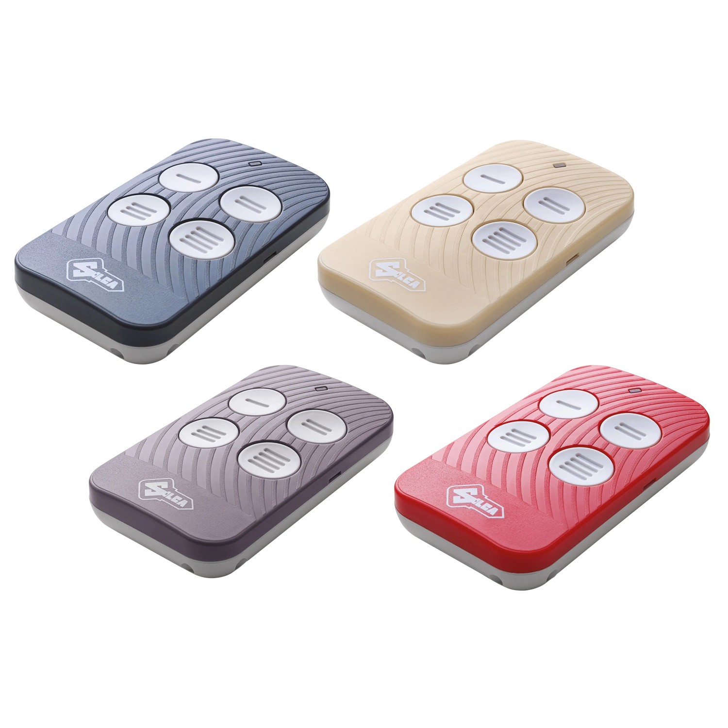 Telecomando t.b.t. multicolore per automazioni per portoni garage.