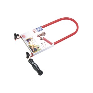 Archetto da traforo LUX Comfort, extra forte, con telaio rosso e manico in legno di faggio nero.