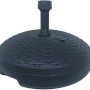 Supporto per ombrellone nero con design in rattan.