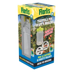 Trappola per insetti Flortis per vespe e mosche, vista dettagliata della confezione.