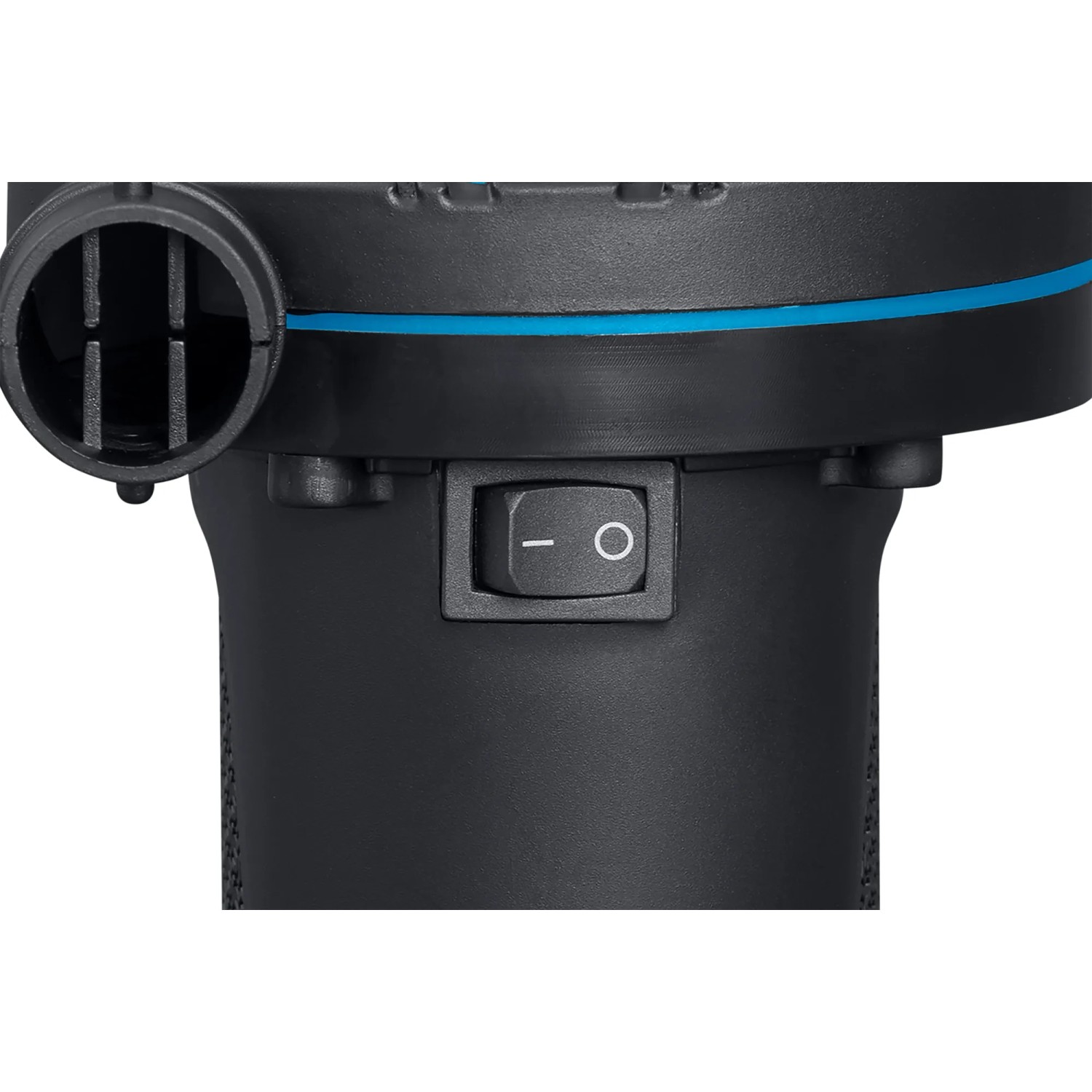Dettaglio della pompa elettrica Bestway PowerTouch con interruttore e attacco adattatore.