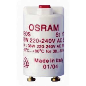 Starter Osram per lampada fluorescente, 30-65W, per accensione e durata prolungata.