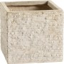 Vaso per piante beige Bernay, 22x23x23 cm, effetto pietra con design a coste per fiori e piante.
