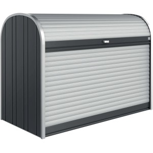 Box da giardino Biohort StoreMax 190, grigio scuro metallizzato, per riporre attrezzi da giardino e altro.