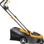 Stiga tagliaerba a batteria Collector 136e con batteria e caricabatterie. Tosaerba compatto grigio e giallo.