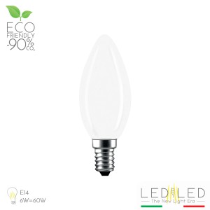Lampadina LED E14 a forma di goccia, a risparmio energetico ed ecologica.