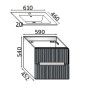 Schizzo di mobile lavabo con dimensioni per arredo bagno.