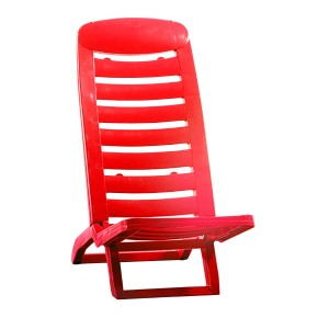 Lettino prendisole t.b.t. rosso in plastica con schienale regolabile.