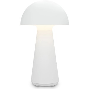 Lampada da tavolo a batteria bianca Brilo Fungo, luce da esterno a forma di fungo con dimmer touch.